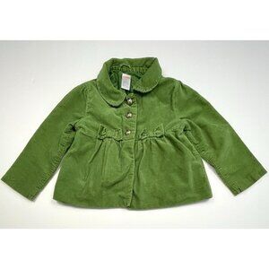 GYMBOREE Girls 4T-5T Fall 2011 Pups & Kisses Green Velvet Corduroy JACKET Coat